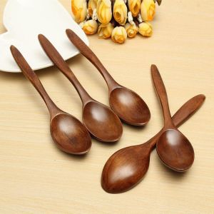 kitchen For You  מוצרים חמים  5Pcs Wooden Cooking Kitchen Utensil Coffee Tea Ice Cream Soup Caterin Spoon Tool